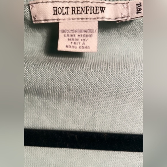 Holt Renfrew crew neck mint  green merino wool long sleeve light knit sweater XL - Picture 4 of 4